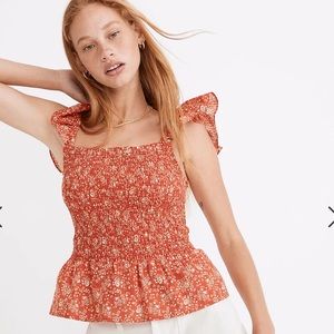 NWT Lucie Smocked Peplum Top in Piazza Floral size 12